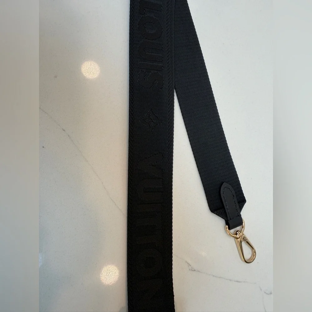 RARE! NEW Louis Vuitton Black Nylon Adjustable Strap with Gold Hardware